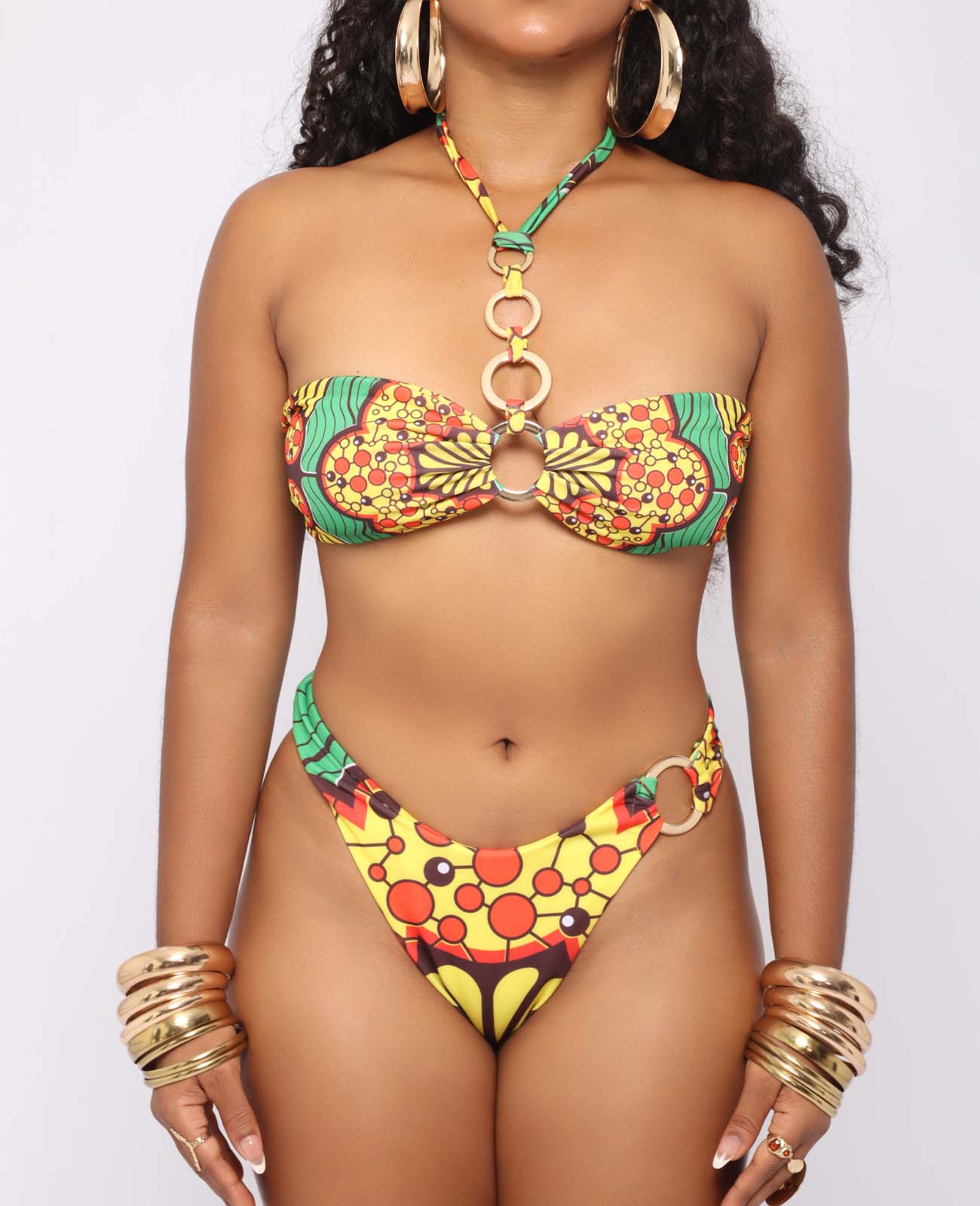 Isha Amarillo - Vestido de dos piezas Afrochic - Imagen 4